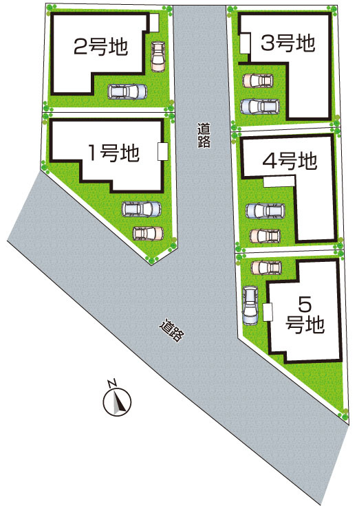 羽曳野市誉田　第2期　新築一戸建ての区画図|全５区画