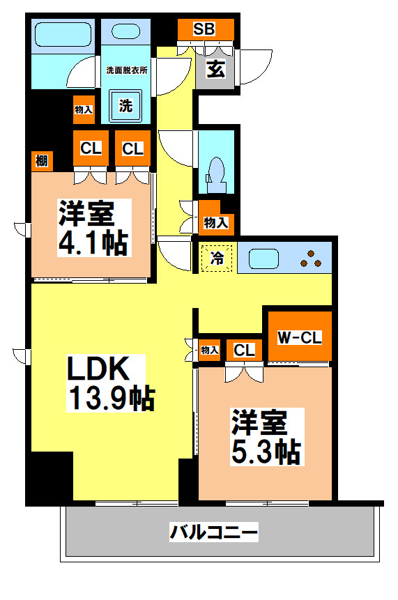 武蔵野市中町２丁目の賃貸マンションの間取り