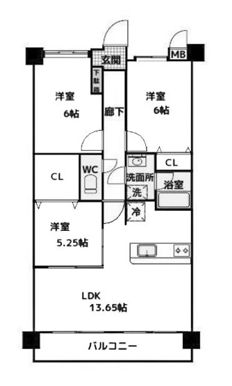 【間取り】 | パデシオン宇治三室戸Ⅲ番館 | 専有面積73.30㎡