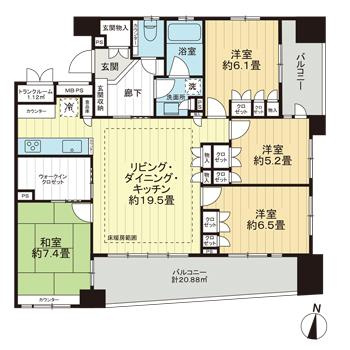 足立区千住１丁目の賃貸マンションの間取り