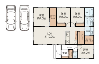 【間取り】 | 【プレイワーク土塔町】東百舌鳥小・新築建売・平屋建て・土地90坪 | 平屋建て間取りです♪