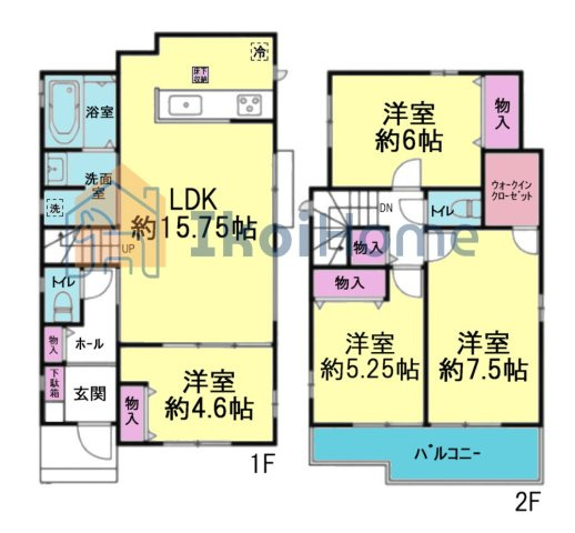 明石市大久保町西島　B号棟　新築戸建の間取り|【ホームページに現地動画掲載中】●年中無休：当日予約可●人気の4LDK+WIC！バルコニー広々！