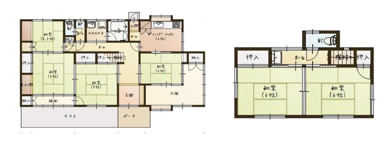 【中古戸建】高崎市城山町2丁目の間取り|■間取り図｜敷地面積：423.54（約128.12坪）　建物面積：135.8（約41.07坪）