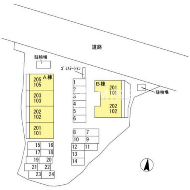 ウィット千々石B棟の区画図