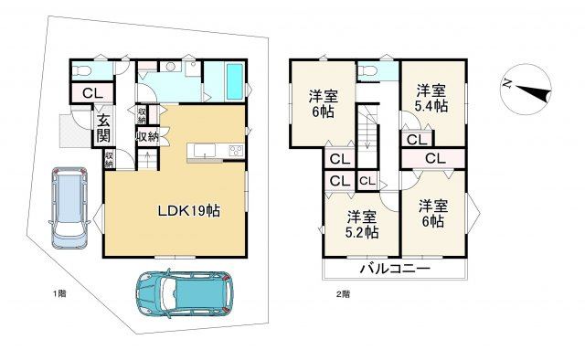 野洲市上屋　中古戸建の間取り