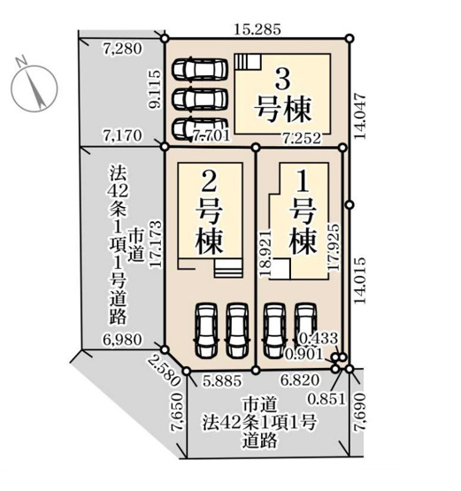 【区画図】 | 福岡市東区三苫2丁目第2　1号棟（全3棟）【仲介手数料無料・0円】 | 区画図です。1号棟