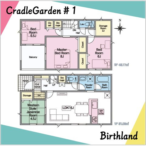新築戸建・新築建売　喜多方市常盤台第3　松山小・第二中の間取り|〈1号棟〉4SLDK+SIC　全居室南向きで陽当たりが良く快適な間取りです！