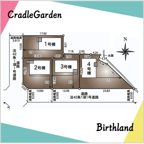 新築戸建・新築建売　喜多方市常盤台第3　松山小・第二中の区画図|駐車スペース3台可能です！（車種による）小中学校近くでお子様の通学も安心の立地です！
