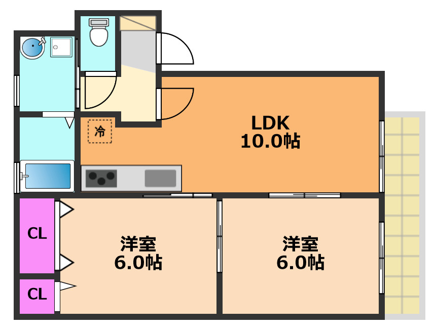 プレステージ日向B棟の間取り