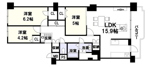 摂津スカイハイツの間取り