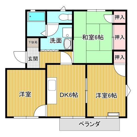【間取り】 | ヴェルヴェデーレ・ハイツC