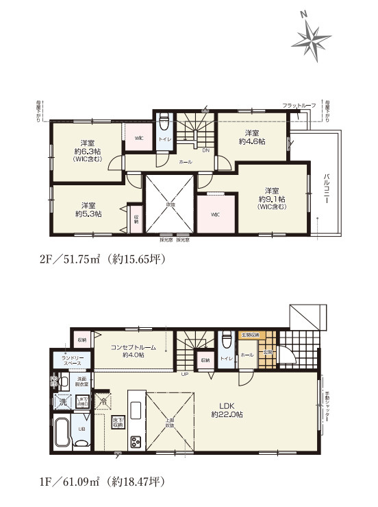 上尾市泉台　8期　新築一戸建て　KEIAI GRACE　02の間取り|【全2棟・2号棟】上尾市泉台　8期　新築一戸建て　KEIAI GRACE　02・4LDK・土地面積143.12m2・建物面積112.84m2