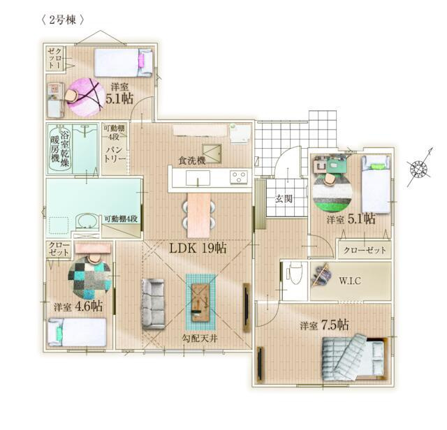 福岡市東区三苫２丁目の新築一戸建の間取り| 