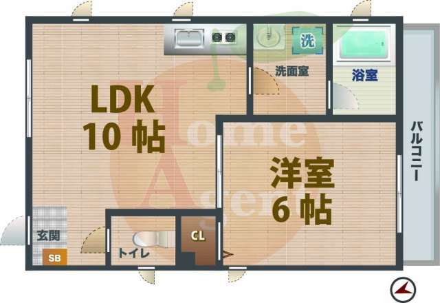 【間取り】 | マッシュービル3 | 1LDKのお部屋です。