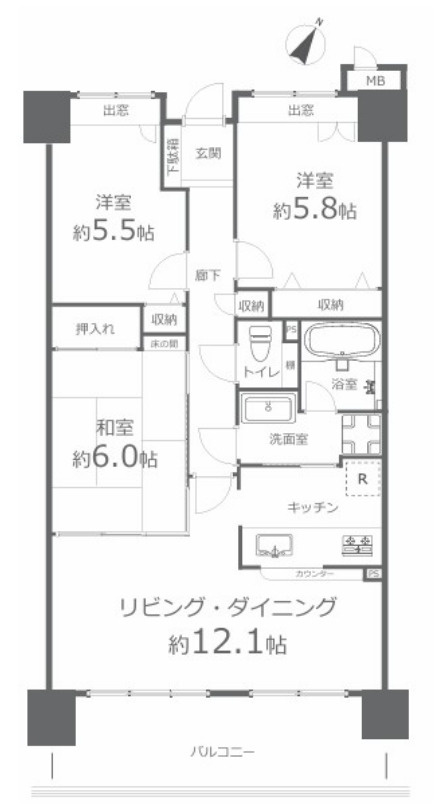 サーパス栗林公園の間取り