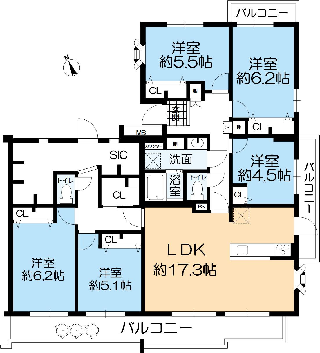 高槻阿武山二番街201号棟の間取り