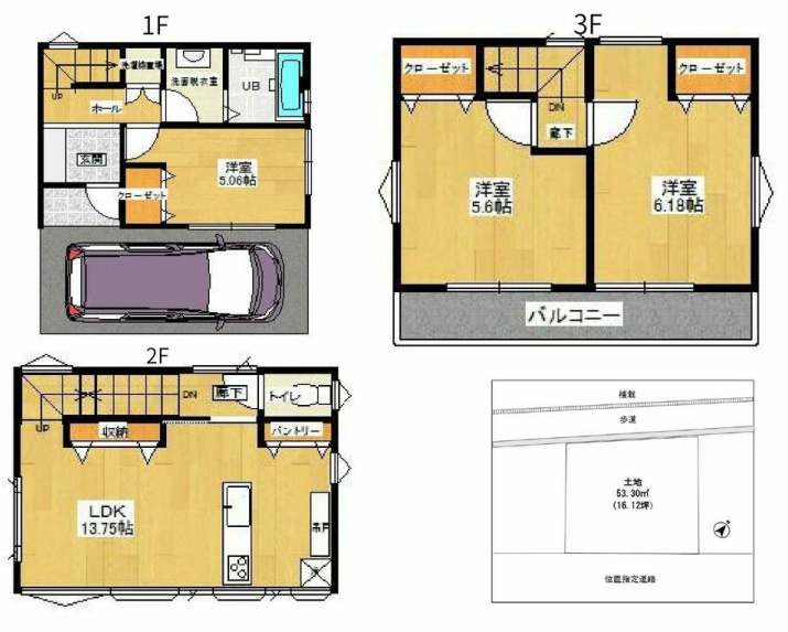八潮市　木曽根　新築戸建　全1棟の間取り|間取図です