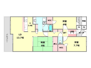コスモ芦屋ロイヤルフォルムの間取り