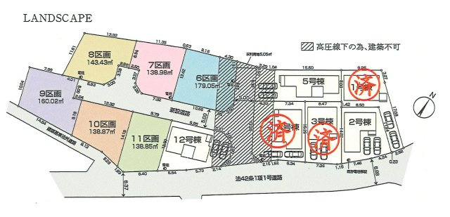 青梅市今寺2丁目　土地全6区画の区画図