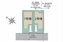 伊勢原市高森台1丁目　新築一戸建て　1号棟の区画図|配置図