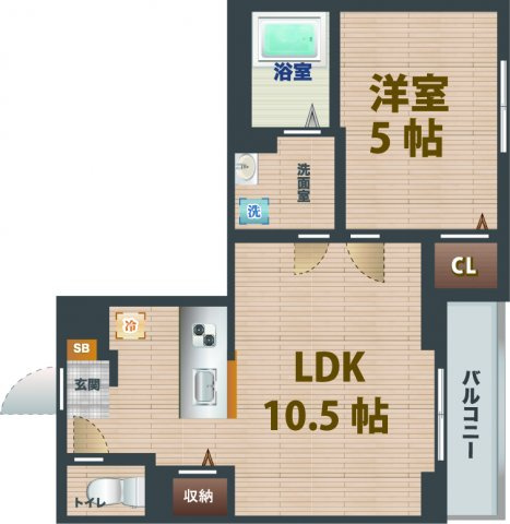 【間取り】 | コンフォート.S | 1LDKのお部屋です。