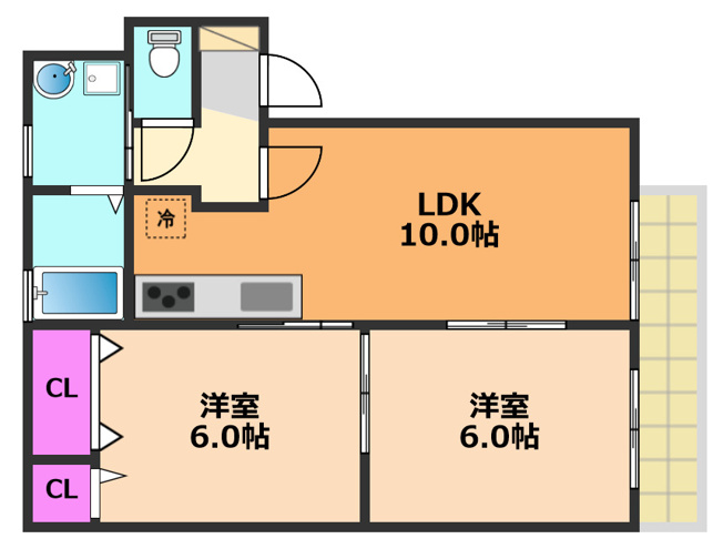 【間取り】 | プレステージ日向B棟