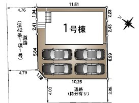 葵西 第4の区画図|1号棟の区画図になります。