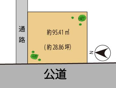 世田谷区代沢　建築条件なし売地の土地図