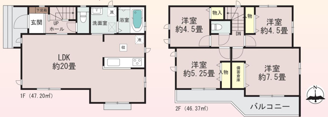 【間取り】 | 3人から4人家族には、新築戸建3LDKよりも広くゆったりした暮らしが出来る4LDKがおすすめです。家の中が広いことで、家族全員で団らんのできるリビングの他、子供1人に1部屋を割り当てることも可能です。