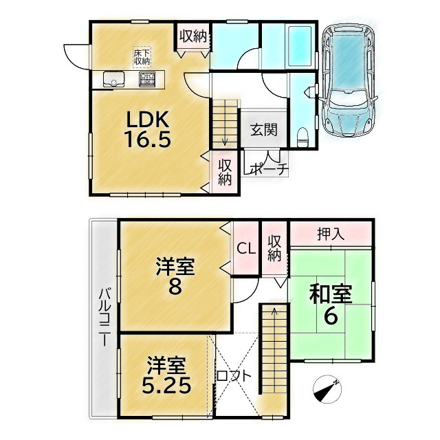 静市市原町 中古戸建の間取り