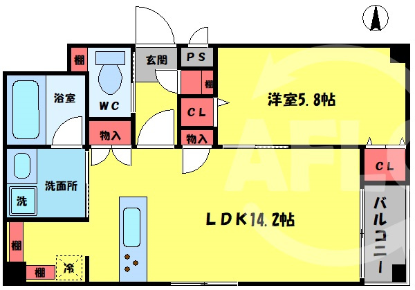 フローラ梅田東の間取り|フローラ梅田東　開放感ある間取り