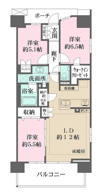 プラウドシティ浦和ガーデンコートの間取り|間取りです。