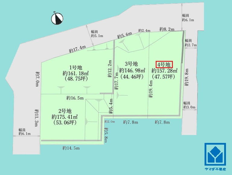 西宮市仁川町６丁目の区画図|西宮仁川6丁目B、4区画の4号地です。