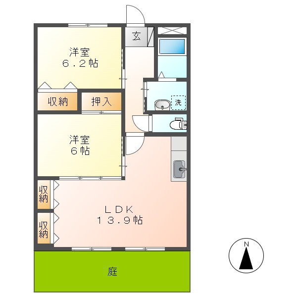 倉敷市中畝７丁目の賃貸マンションの間取り