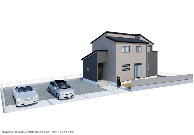 リーブルガーデン  水戸堀町　第24　限定1棟！の完成予想図|スタイリッシュな外観です。同メーカー完成物件の内覧可能です。お気軽にお問い合わせください！