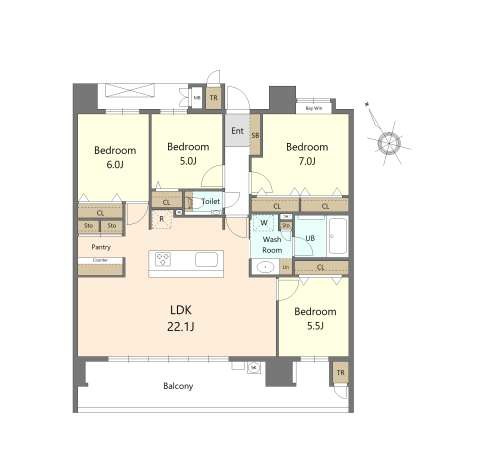 S-RESIDENCE愛宕SOUTHの間取り