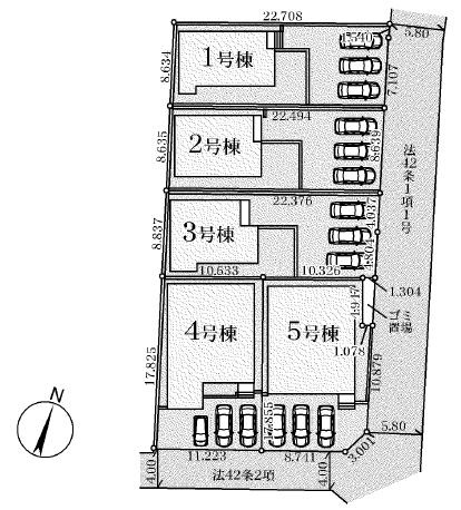 野田市木間ケ瀬1期　新築戸建　5号棟の区画図|全5棟・5号棟
