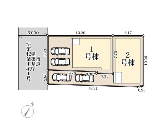 春日市原町2丁目第1-2棟（2号棟）の区画図|配置図（2号棟）