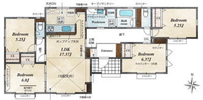 【居間・リビング】 | 前橋市上佐鳥町　平屋　新築住宅 | 同社施工例