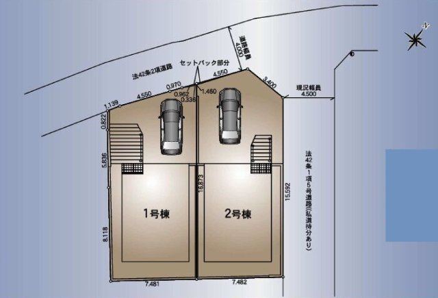 【横浜市戸塚区名瀬町205-5全2棟新築戸建て】★仲介手数料無料★（秋葉小学校・秋葉中学校）の区画図