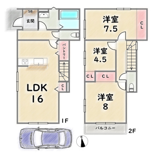 【間取り】 | 右京区西院春栄町 | 《2号地》価格：5598万円　延床面積：90.25平米　第R08確認建築IPEC00155号