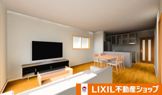 【居間・リビング】 | 右京区西院春栄町 | 《2号地-LDKイメージパース》