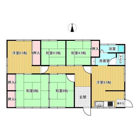 筑西市東石田中古戸建の間取り