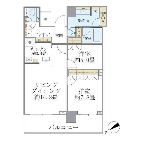 横浜市中区北仲通５丁目の賃貸マンションの間取り