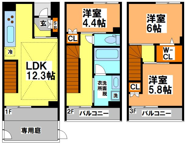 国立市北２丁目の賃貸マンションの間取り