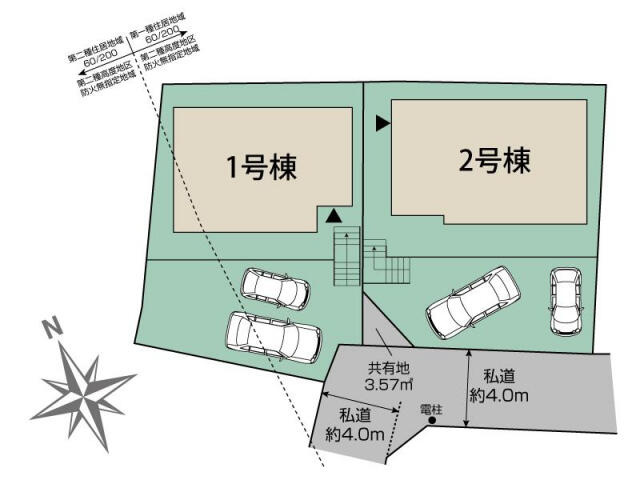 ブルーミングガーデン　鎌ヶ谷市東道野辺７丁目２棟／１期２号棟の区画図