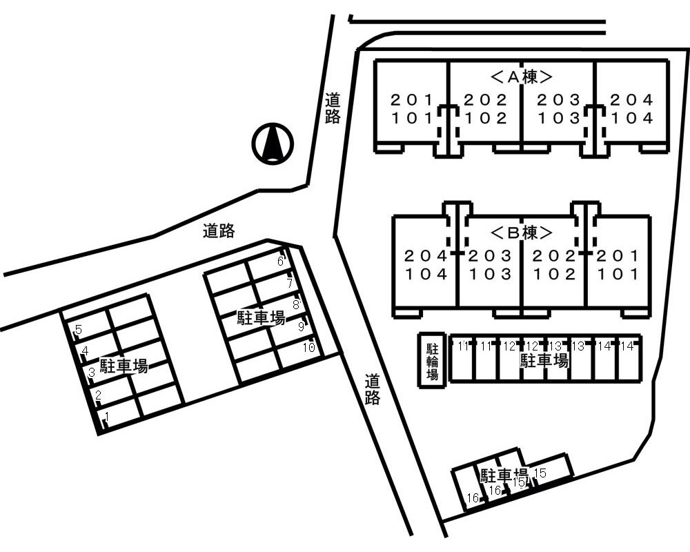 ディアコート池田Bの区画図