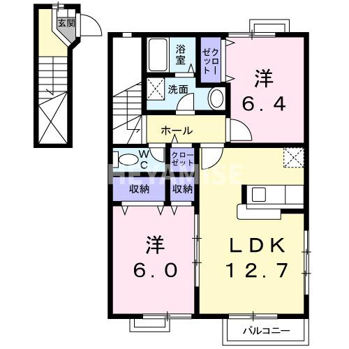 ディアコート池田Bの間取り