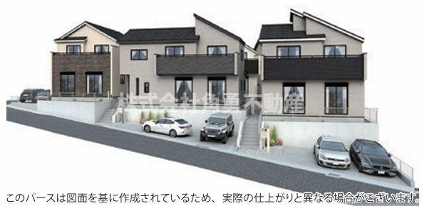 伊勢原市東大竹　新築一戸建て　4号棟の外観パース|外観イメージパース