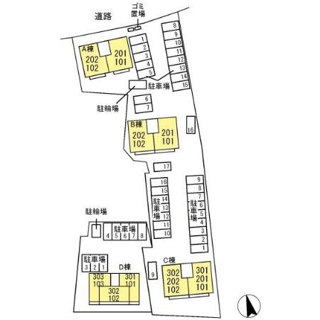 ハピネス　Ａ・Ｂの区画図